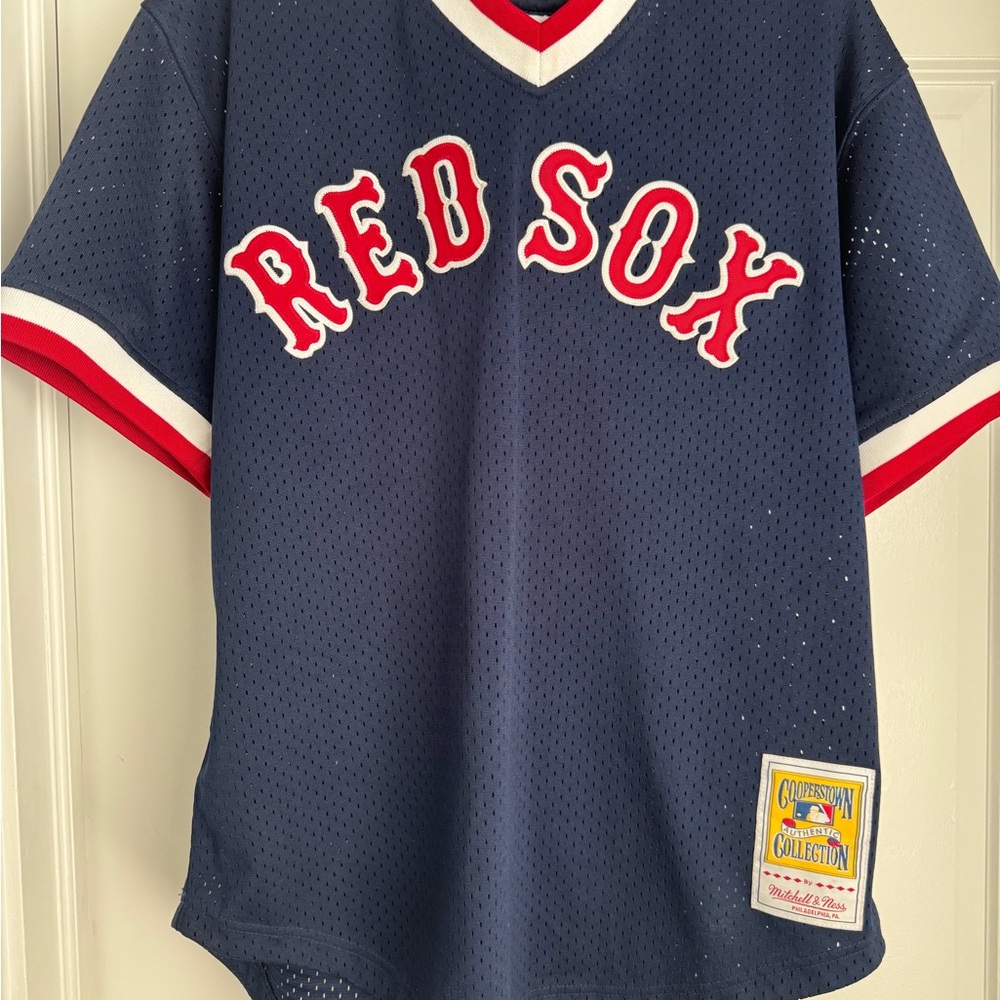Mitchell & Ness Navy and Red Red Sox Jersey